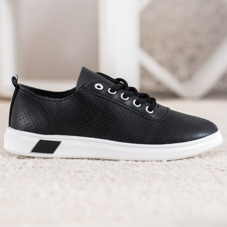 SHELOVET Openwork sneakers med ekoläder svart 2