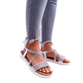 Sandaler för kvinnor Lu Boo med Cubic Zirconia 406-5 Silver Stella grå 1