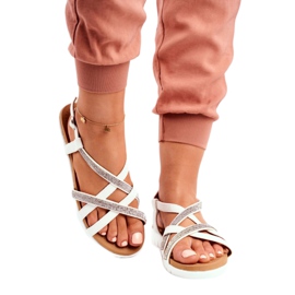 Kvinnors sandaler Lu Boo With Cubic Zirconia 406-6 White Feen vit grå 3