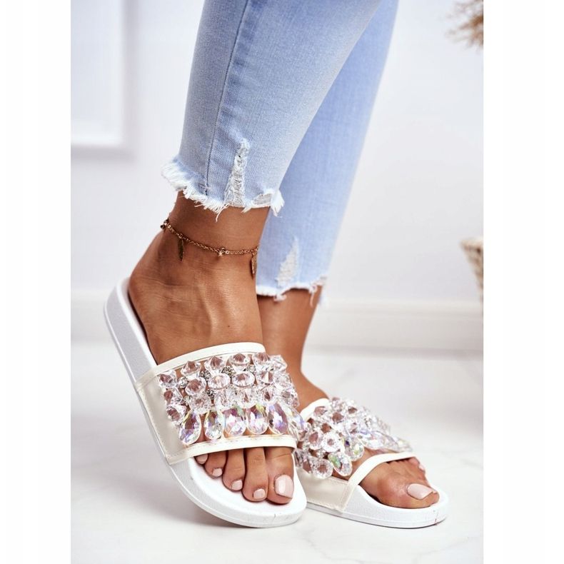 Dam Tofflor Lu Boo Crystals White Bobbi vit 1