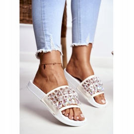 Dam Tofflor Lu Boo Crystals White Bobbi vit 2