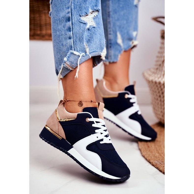 EVE Kvinnors sportskor Marinblå Golden Clementine Elements vit gyllene 1