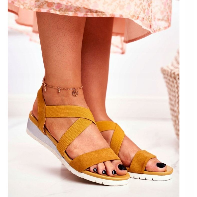 PS1 Sandaler för kvinnor på kil gul slip-on harper 1