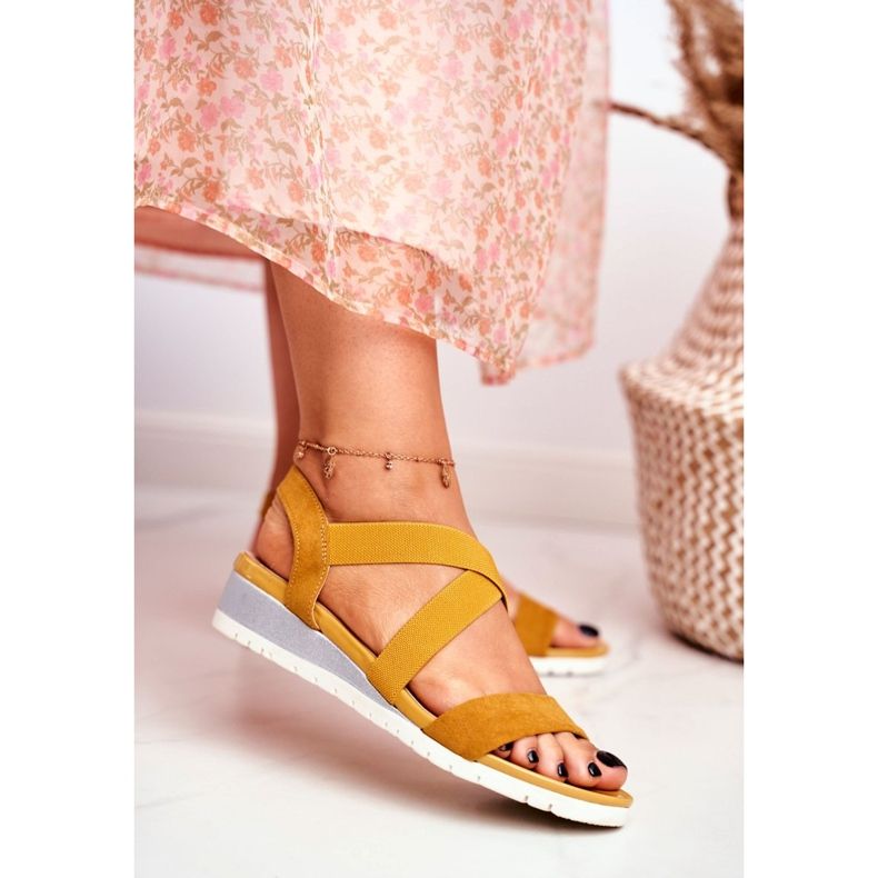 PS1 Sandaler för kvinnor på kil gul slip-on harper 2