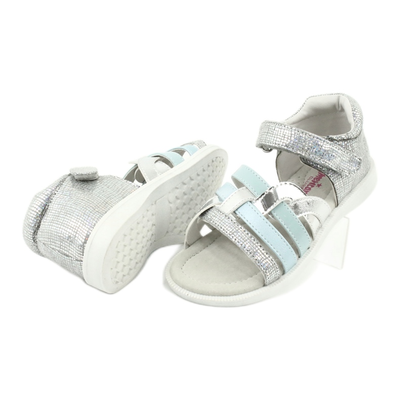 American Club Flickasandaler med häl GC26 läderinsats silver- 3