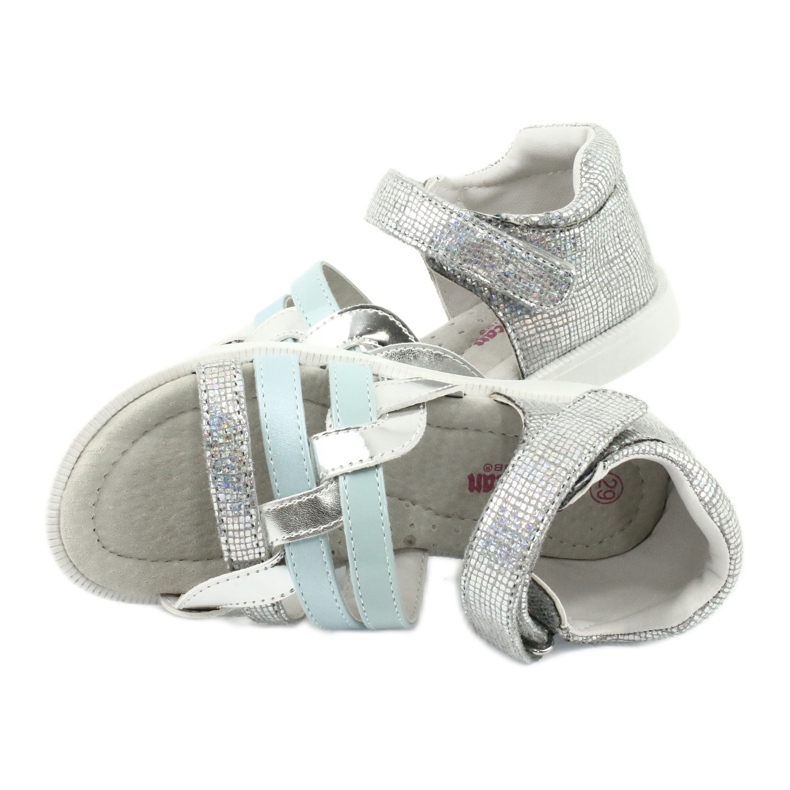 American Club Flickasandaler med häl GC26 läderinsats silver- 4