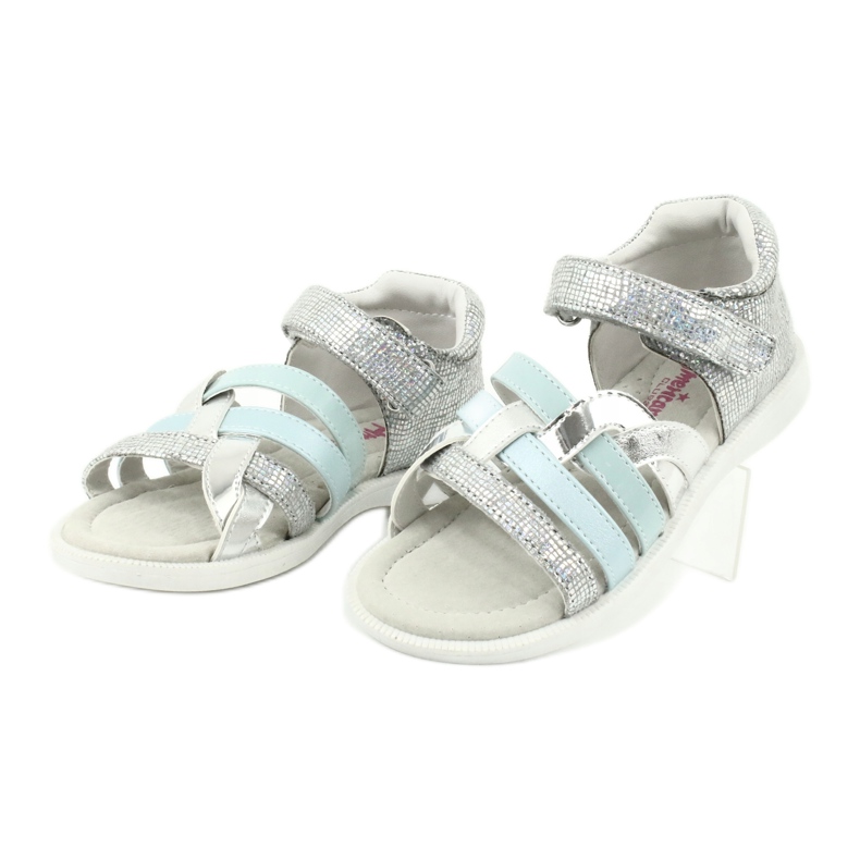 American Club Flickasandaler med häl GC26 läderinsats silver- 2