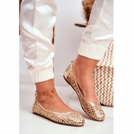 Lu Boo Kvinnors Ballerinor Guld Openwork Flätad Bär gyllene 1