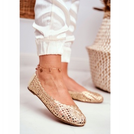 Lu Boo Kvinnors Ballerinor Guld Openwork Flätad Bär gyllene 2