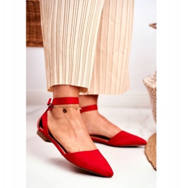 PS1 Kvinnors röda platta ballerinor med bälte med Allison Spitz 1
