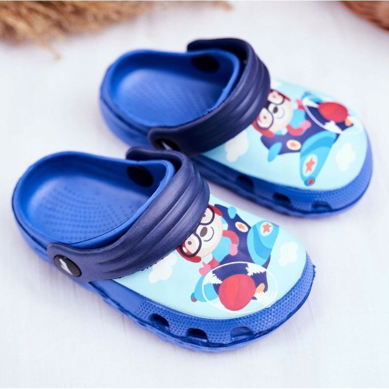 Barntofflor Foam Crocs Blue Teddy Bear Pilot SuperFly blå 1