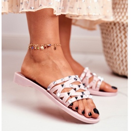 LU BOO Kvinnors rosa tofflor gummipatty dubbar 1