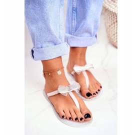 LU BOO Dam Tofflor i gummi Vita flip -flops Rhinestones Lou 1