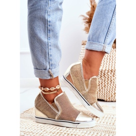 Lu Boo -sneakers för kvinnor med Golden Morgono i mesh gyllene 2