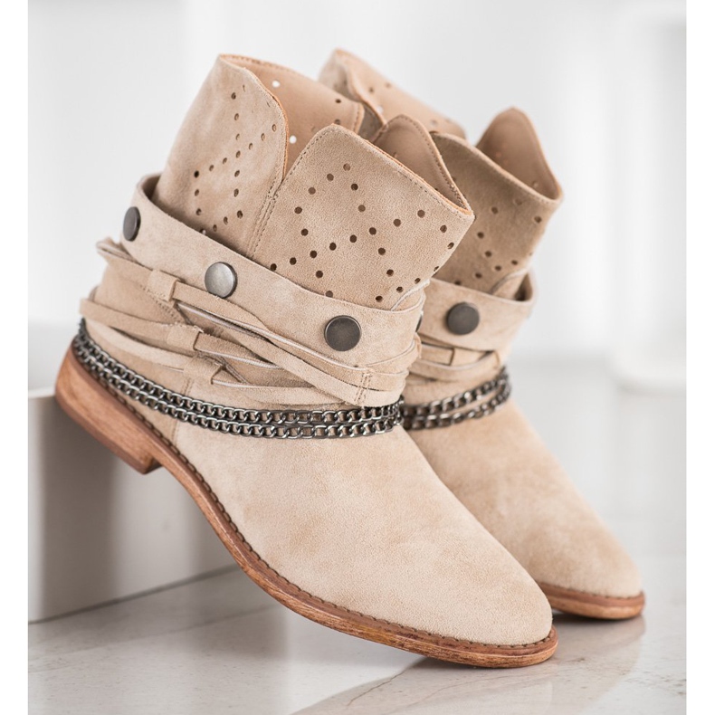 Bella Paris Stövlar med dekorativa ränder beige 2