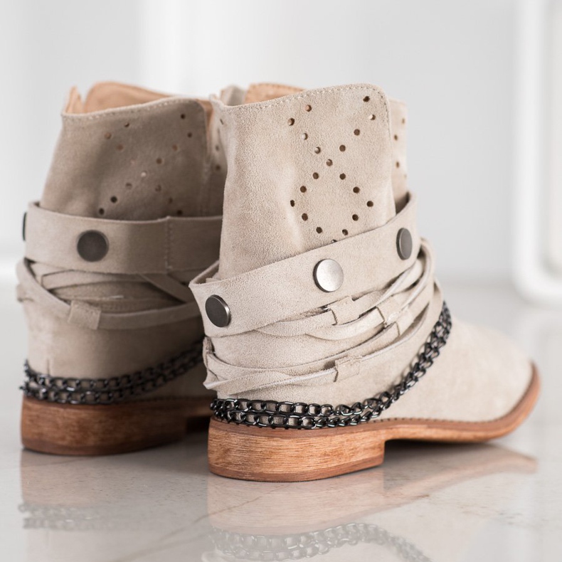 Bella Paris Stövlar med dekorativa ränder beige 1