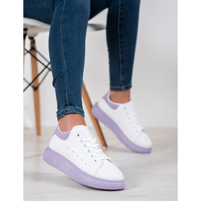 SHELOVET Sneakers på den lila plattformen vit purpur 1