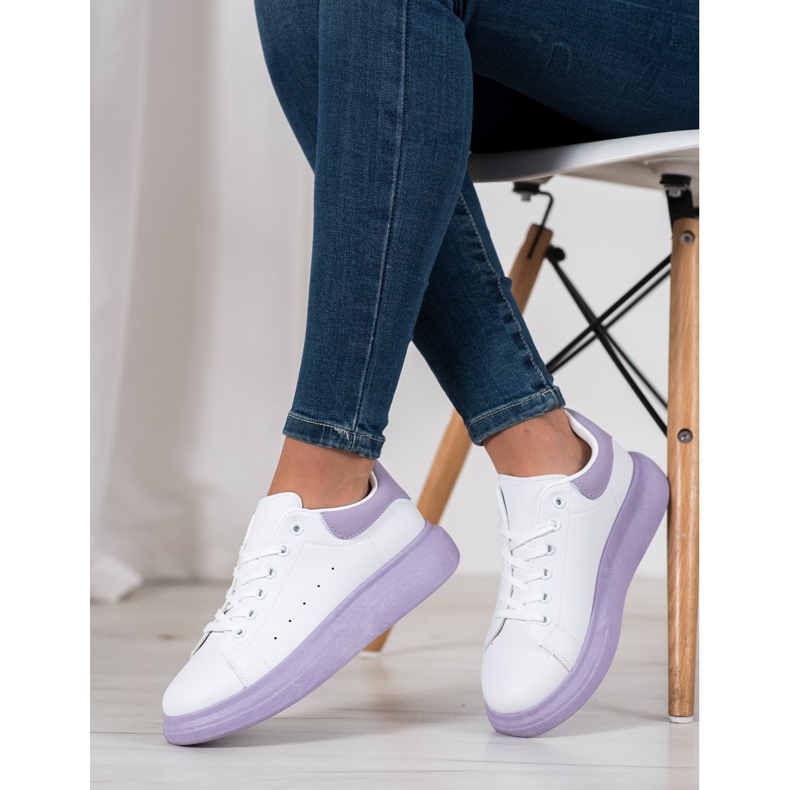 SHELOVET Sneakers på den lila plattformen vit purpur 2