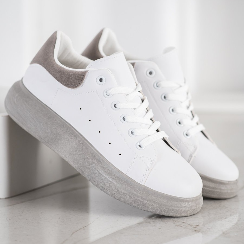 SHELOVET Sneakers på den grå plattformen vit 2