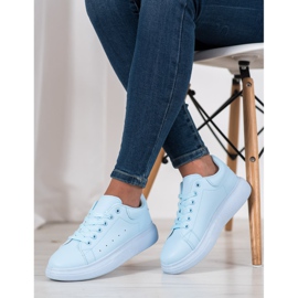 SHELOVET Blå sneakers på plattformen 1