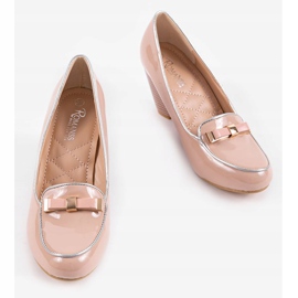 Beige kilpumpar med rosett 0088-4 brun 2