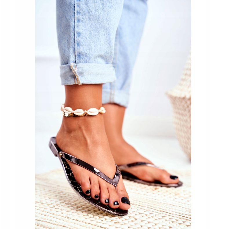 Lu Boo Metalliska flip-flops Tenn Eltoro Ii gat. svart grå 2