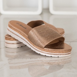 Renda Glänsande gyllene tofflor 2