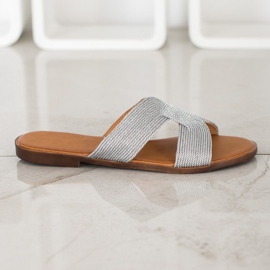 SHELOVET Snygga silver tofflor grå 2