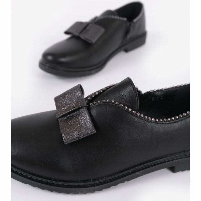 BM Svarta slip-on skor med rosett 239-2 1
