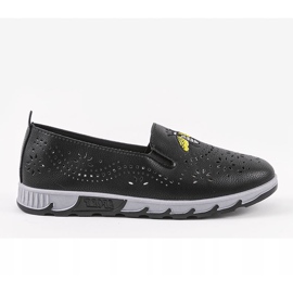 Svarta openwork-sneakers med avtryck av JH81172-3 1