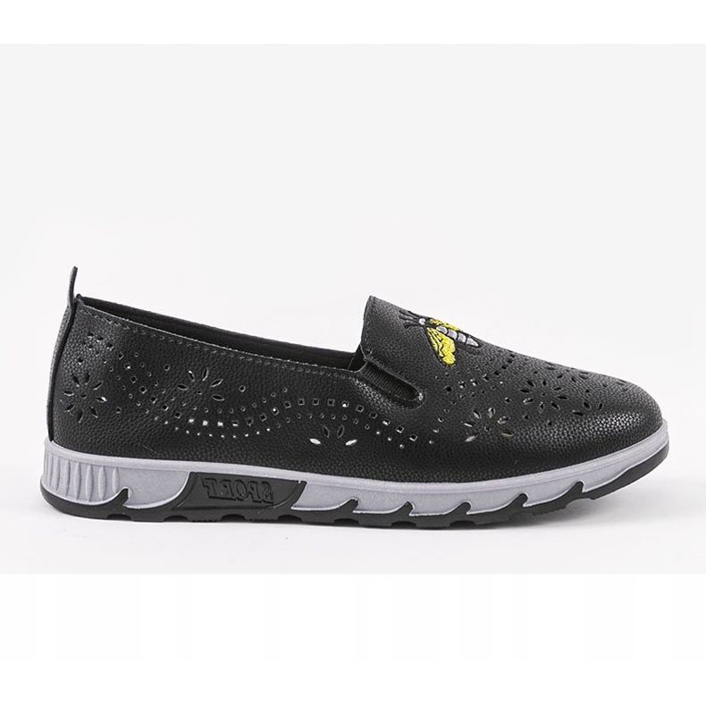 Svarta openwork-sneakers med avtryck av JH81172-3 1