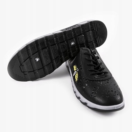 Svarta openwork-sneakers med avtryck av JH81171-3 2
