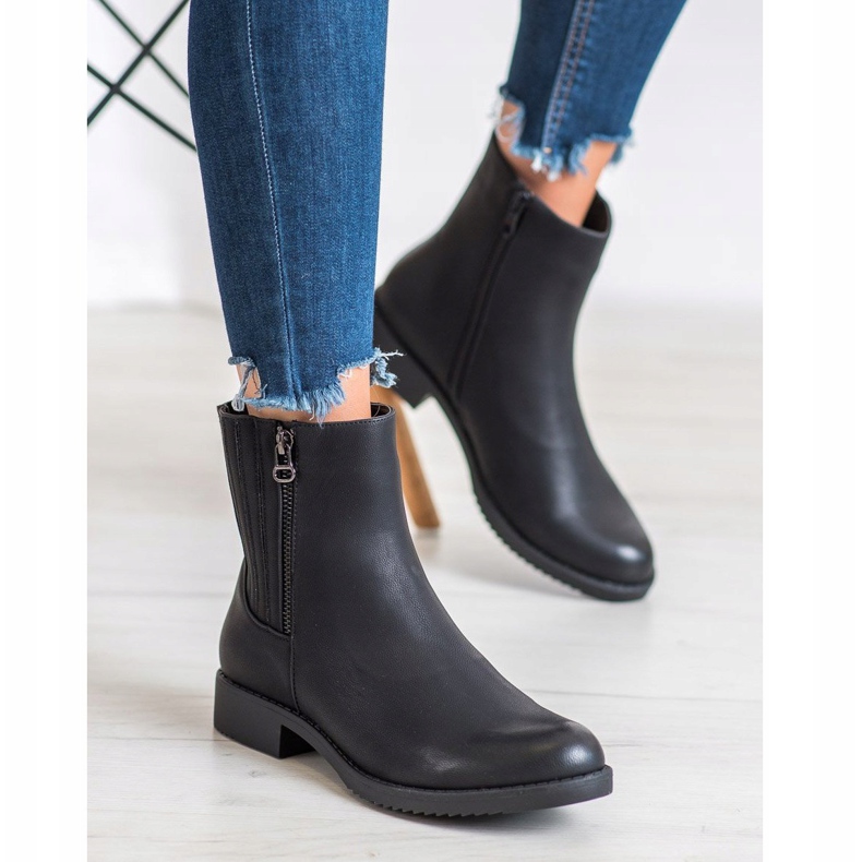 J. Star Höga stövlar med ekoläder svart 1