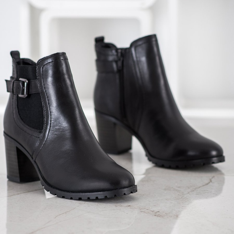 Evento Läderhögklackade stövlar svart 1