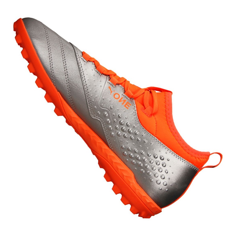 Puma One 3 Lth Tt M 104745-01 fotbollsskor grön, orange, grå / silver silver- 1