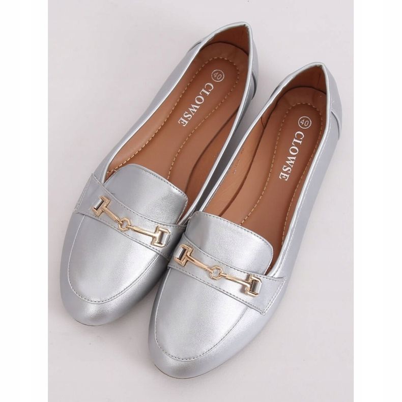 Silver metalliska loafers 9F176 Silver silver- grå 1
