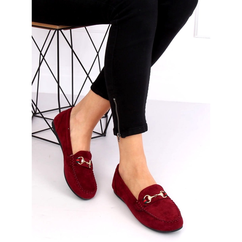 Burgundy loafers för kvinnor CH-1M16 Wine Red röd mångfärgad 2