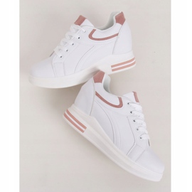 Vita BY-0370 WHITE / PINK sneakers på en dold kil 1