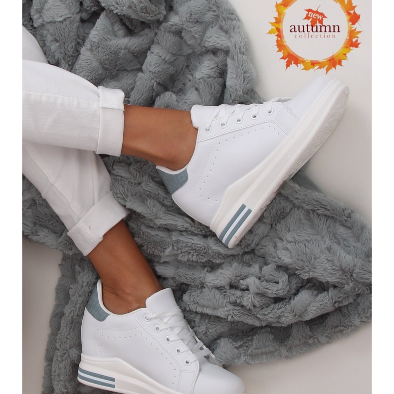 Vita MY-0367 WHITE / BLUE sneakers på en dold kil 1