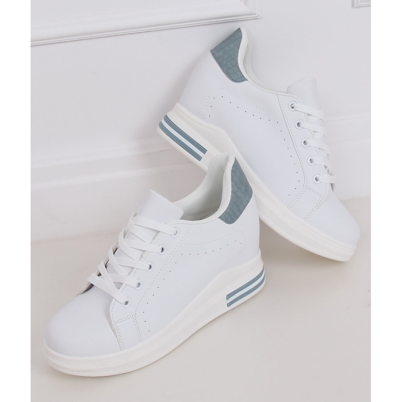 Vita MY-0367 WHITE / BLUE sneakers på en dold kil 2