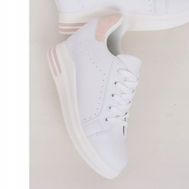 Vita MY-0367 WHITE / PINK sneakers på en dold kil 1