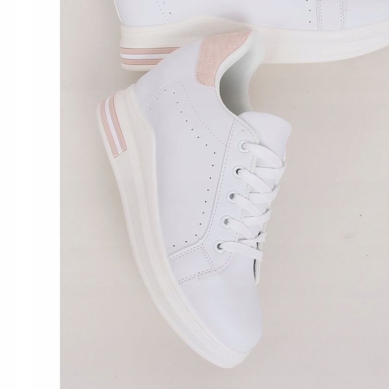 Vita MY-0367 WHITE / PINK sneakers på en dold kil 1