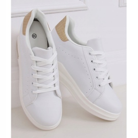 Vita MY-0367 WHITE / GOLD sneakers på en dold kil gyllene 1
