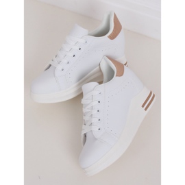 Vita MY-0367 WHITE / CHAMPAGNE sneakers på en dold kil 2