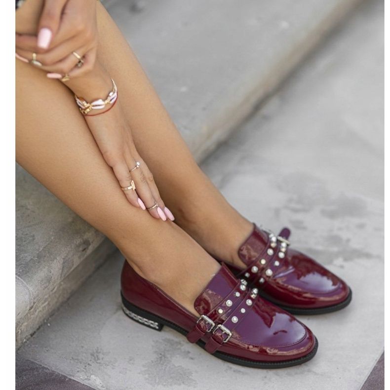 Maroon låga skor för kvinnor C18-6252-2 mångfärgad 1