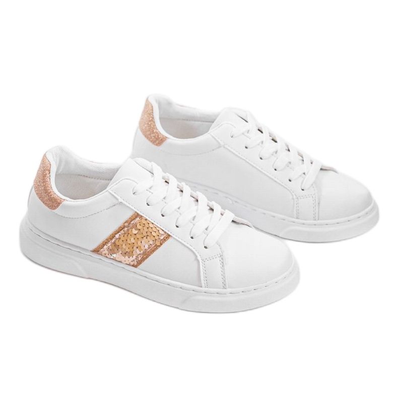 Klassiska vita sneakers BK929-87 gul 1