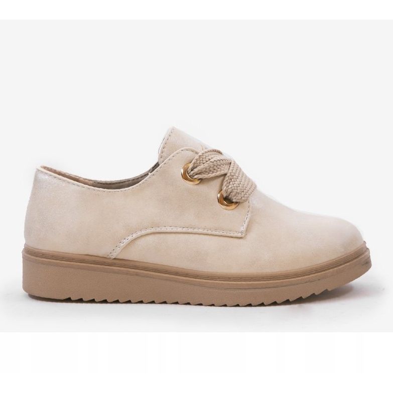 Beige sneakers på kilen H-18 brun 2