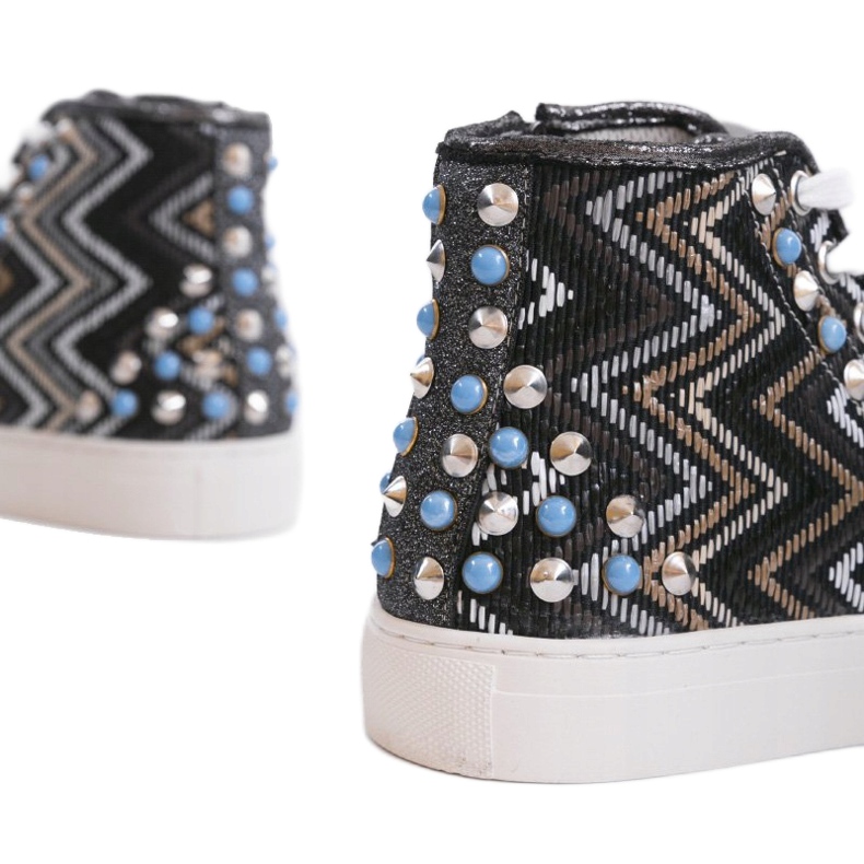 Svarta höga sneakers rikt dekorerade D17-27027 mångfärgad 2