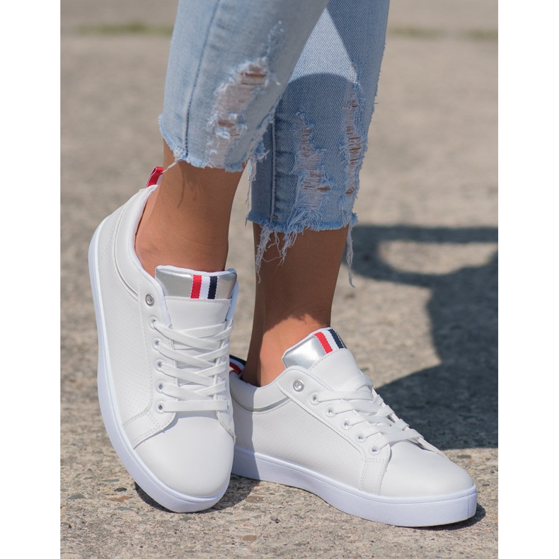 SHELOVET Snygga sneakers med ekoläder vit 2