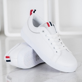 SHELOVET Snygga sneakers med ekoläder vit 1